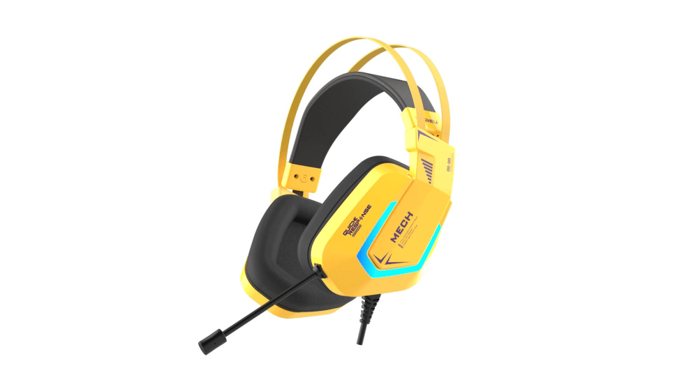 Гарнитура игровая проводная Dareu EH732 Yellow (желтый), подключение USB, подсветка RGB